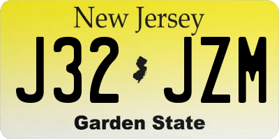 NJ license plate J32JZM