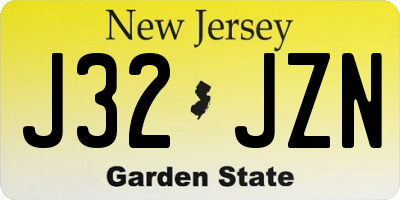 NJ license plate J32JZN