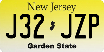 NJ license plate J32JZP