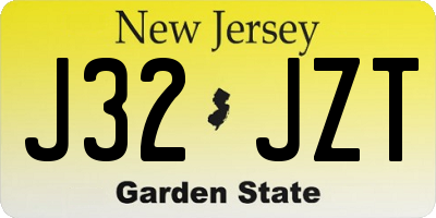 NJ license plate J32JZT