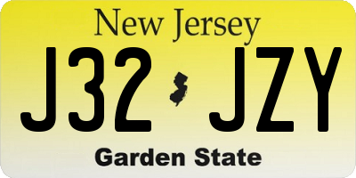 NJ license plate J32JZY