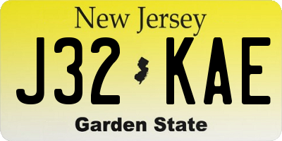 NJ license plate J32KAE