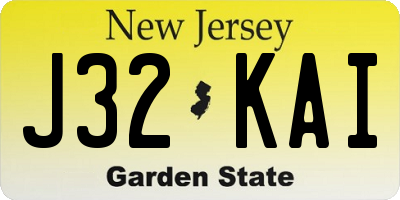 NJ license plate J32KAI