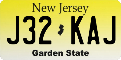 NJ license plate J32KAJ