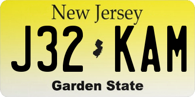 NJ license plate J32KAM