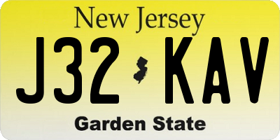 NJ license plate J32KAV