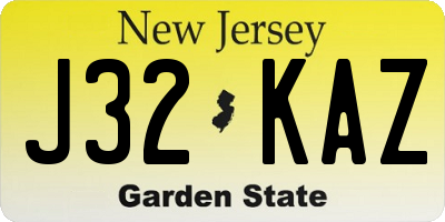 NJ license plate J32KAZ