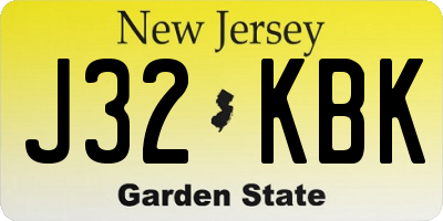 NJ license plate J32KBK