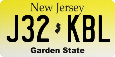 NJ license plate J32KBL