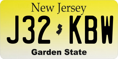 NJ license plate J32KBW