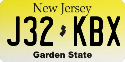 NJ license plate J32KBX