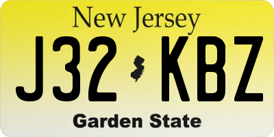 NJ license plate J32KBZ
