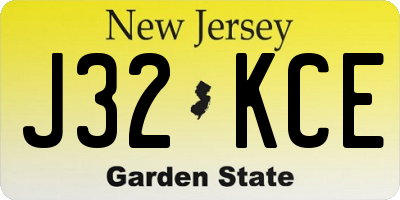 NJ license plate J32KCE