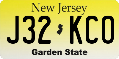 NJ license plate J32KCO