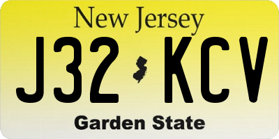 NJ license plate J32KCV