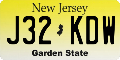 NJ license plate J32KDW