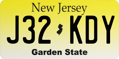 NJ license plate J32KDY