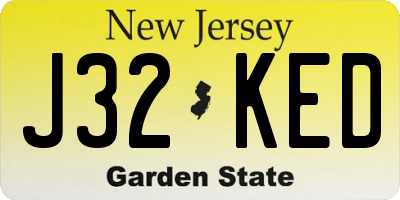 NJ license plate J32KED