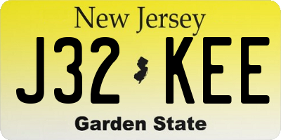 NJ license plate J32KEE