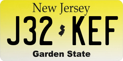 NJ license plate J32KEF