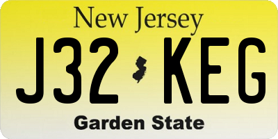 NJ license plate J32KEG