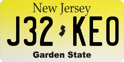 NJ license plate J32KEO
