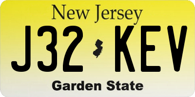 NJ license plate J32KEV