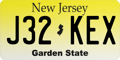 NJ license plate J32KEX