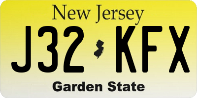 NJ license plate J32KFX