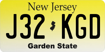 NJ license plate J32KGD