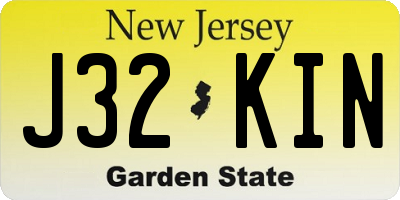 NJ license plate J32KIN