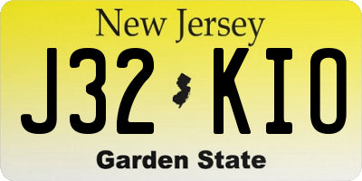 NJ license plate J32KIO