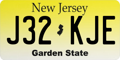 NJ license plate J32KJE