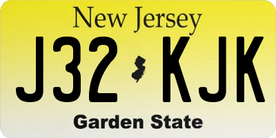NJ license plate J32KJK