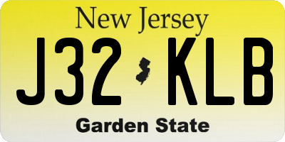 NJ license plate J32KLB