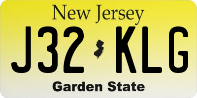 NJ license plate J32KLG