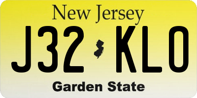 NJ license plate J32KLO