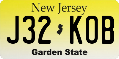 NJ license plate J32KOB