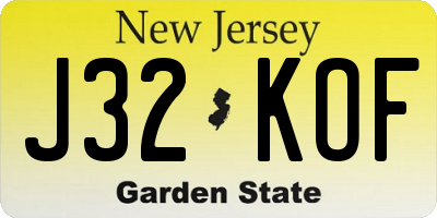 NJ license plate J32KOF