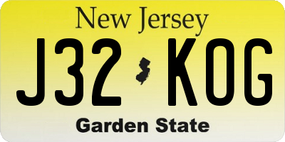NJ license plate J32KOG