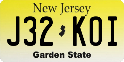 NJ license plate J32KOI