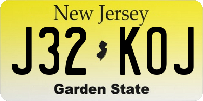 NJ license plate J32KOJ