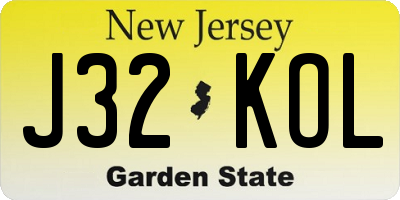 NJ license plate J32KOL