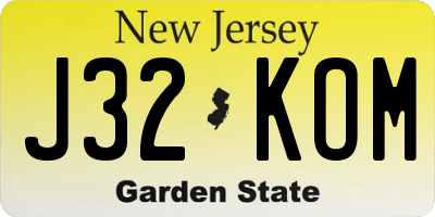 NJ license plate J32KOM
