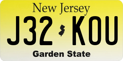 NJ license plate J32KOU