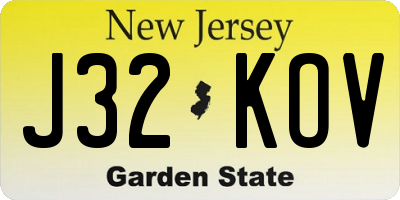 NJ license plate J32KOV