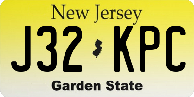 NJ license plate J32KPC