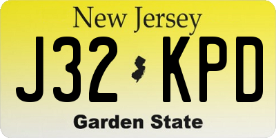 NJ license plate J32KPD