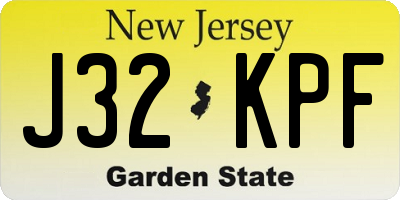 NJ license plate J32KPF