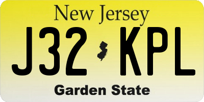NJ license plate J32KPL